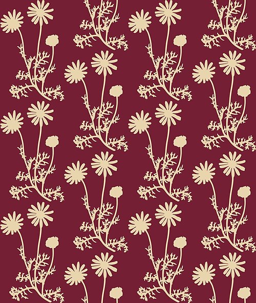 Item preview, Floral Botanical Wild Daisies Pattern in Burgundy designed and sold by kierkegaard.