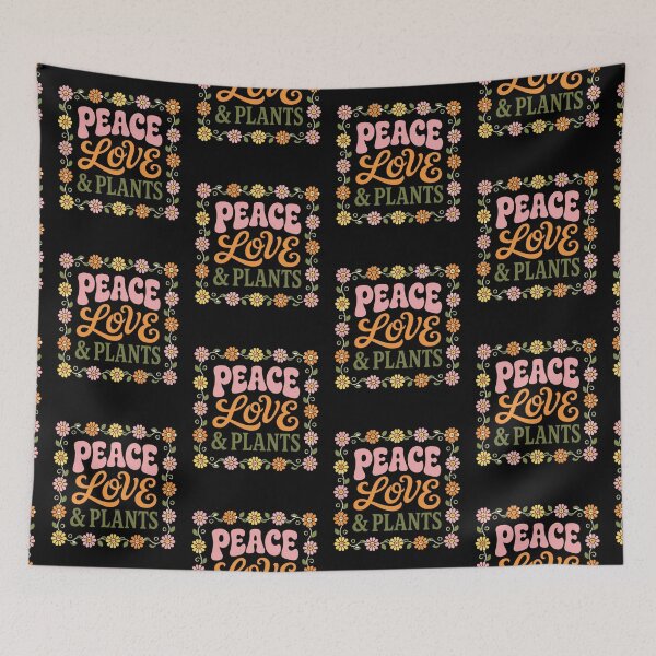 Item preview, Peace Love and Plants Retro Floral Border Groovy designed and sold by FestivityFinds.