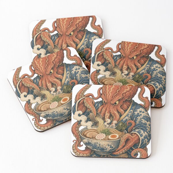 Item preview, Octopus Eating Ramen Japanese Ukiyo-e Sea Monster Kimono Noodle Bowl designed and sold by vekotpu.