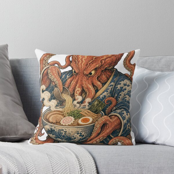 Item preview, Octopus Eating Ramen Japanese Ukiyo-e Sea Monster Kimono Noodle Bowl designed and sold by vekotpu.