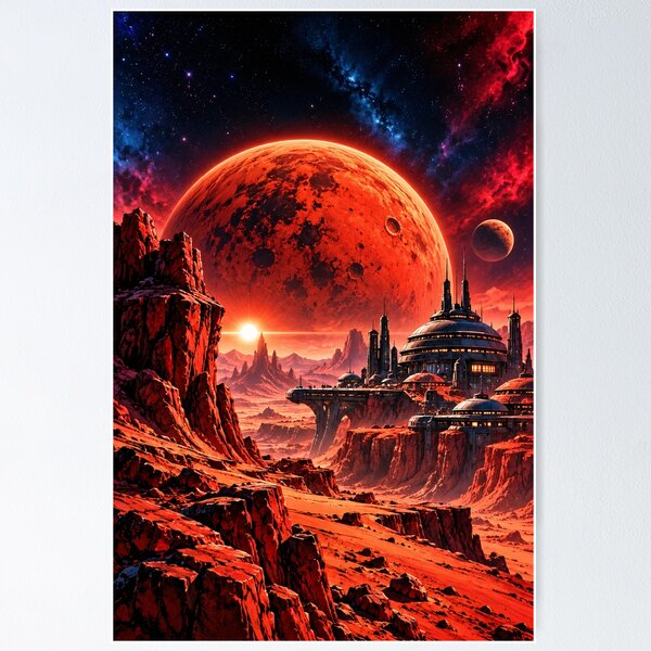 Item preview, Red Planet and a futuristic city with space vista in the background. designed and sold by Moviebuff91.