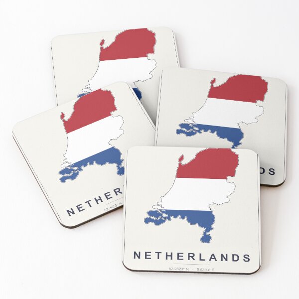 Item preview, Netherlands Map Poster – Minimalist Dutch Flag Map with Coordinates designed and sold by youngVl.