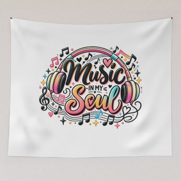 Item preview, Music in My Soul – Colorful Retro Headphones and Musical Notes designed and sold by RJACreative.