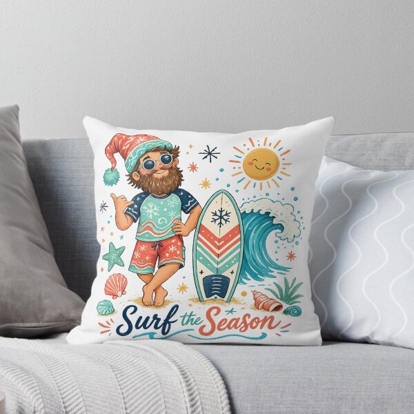 Item preview, Surf the Season Christmas Surfer Santa Hat Tropical Beach Holiday Art designed and sold by inkoutninja.