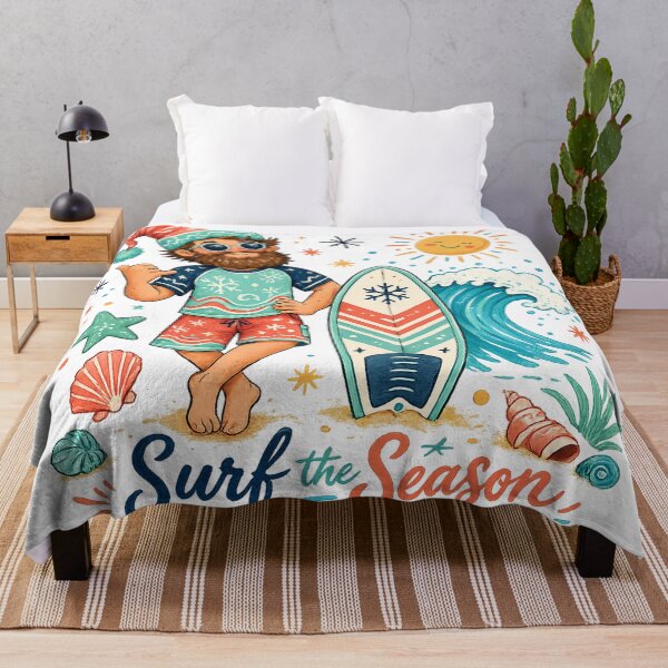 Item preview, Surf the Season Christmas Surfer Santa Hat Tropical Beach Holiday Art designed and sold by inkoutninja.