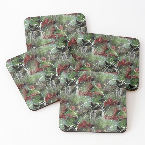 Item preview, Abstract Bird Flower Garden in Green and Red designed and sold by Artistestella.
