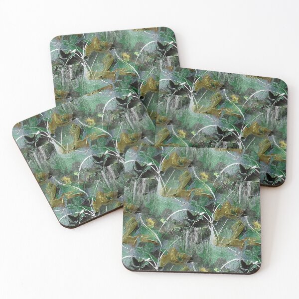 Item preview, Abstract Bird Flower Garden in Green and Yellow designed and sold by Artistestella.