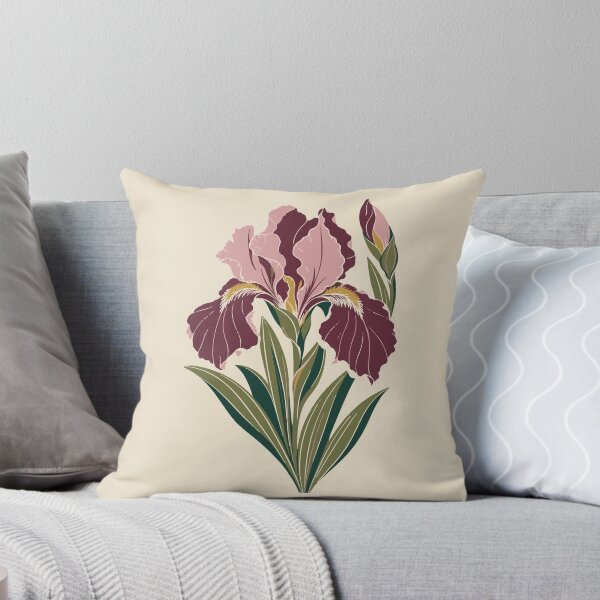 Item preview, Iris Linocut Art – Iris Flower Block Print Cushion and Wall Art designed and sold by In A Word | One-Word Tees & Gifts.