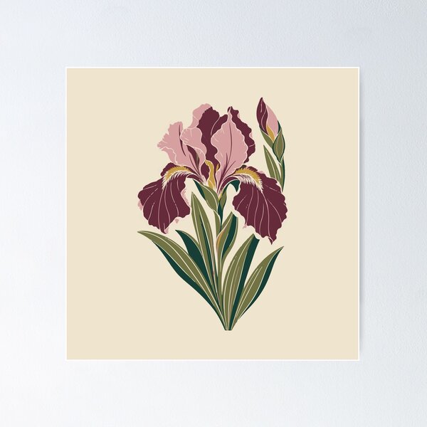 Item preview, Iris Linocut Art – Iris Flower Block Print Cushion and Wall Art designed and sold by In A Word | One-Word Tees & Gifts.