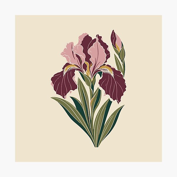 Item preview, Iris Linocut Art – Iris Flower Block Print Cushion and Wall Art designed and sold by In A Word | One-Word Tees & Gifts.