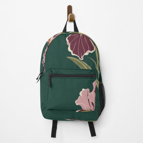 Item preview, Iris Linocut Art on Deep Forest Green – Iris Flower Block Print Cushion and Wall Art designed and sold by In A Word | One-Word Tees & Gifts.