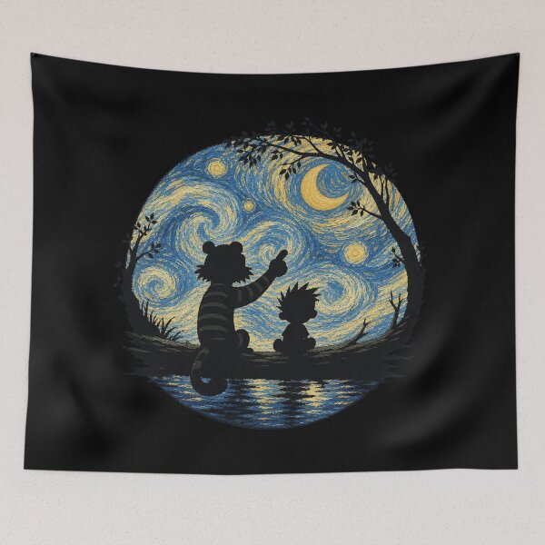 Item preview, Calvin And Hobbes Starry Night designed and sold by Fucboyday.