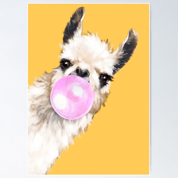 Item preview, Bubble Gum Sneaky Llama in Mustard Yellow designed and sold by bignosework.