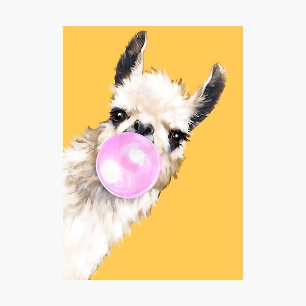 Item preview, Bubble Gum Sneaky Llama in Mustard Yellow designed and sold by bignosework.