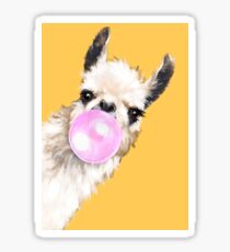Bubble Gum Sneaky Llama in Mustard Yellow Sticker