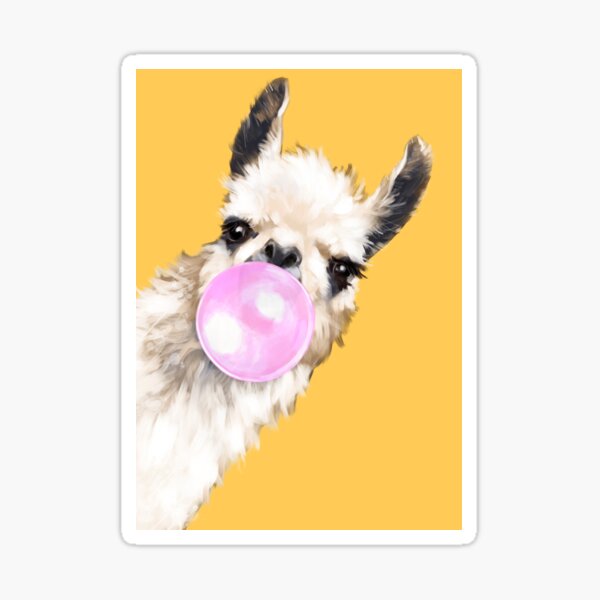 Bubble Gum Sneaky Llama en jaune moutarde Sticker