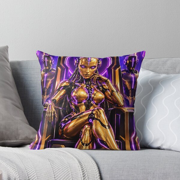 Item preview, A.I. Upgrade: Gold and Purple robot Queen sitting on a throne.  designed and sold by Moviebuff91.