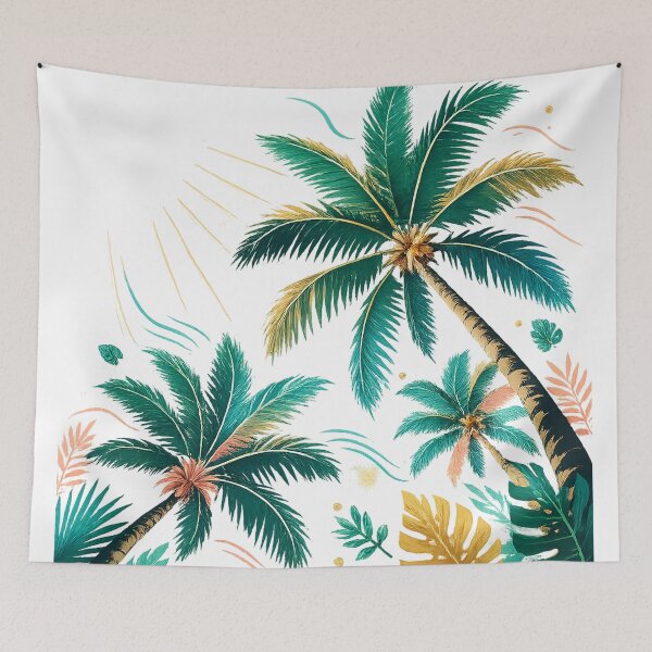 Item preview, Tropical Palm Trees Golden Sunshine Coastal Paradise Summer Beach Art designed and sold by inkoutninja.