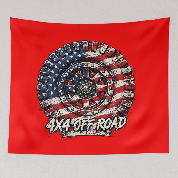Item preview, 4X4 Off Road American Flag Tire designed and sold by PreeCha Art & Co..