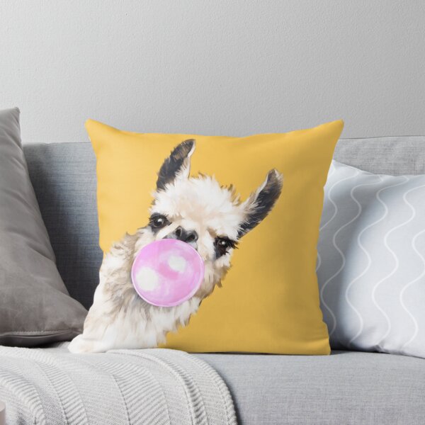 Artikel-Vorschau von Bubble Gum Sneaky Llama in Senfgelb, designt und verkauft von bignosework.