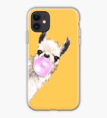 Bubble Gum Sneaky Llama in Mustard Yellow iPhone Case