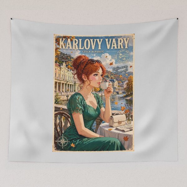 Item preview, Czech Republic — Karlovy Vary — Coffee and Elegance in a Spa Town designed and sold by DibujandoPorfa.