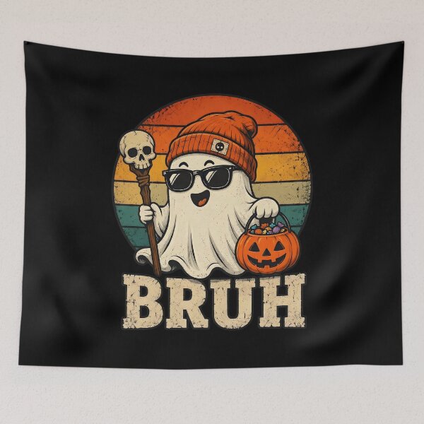 Item preview, Bruh Retro Ghost Halloween Candy Staff Sun designed and sold by Dmo3HarkoArt.