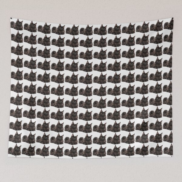 Item preview, a beautiful black Maine Coon cat on a white background designed and sold by GalynaLB.