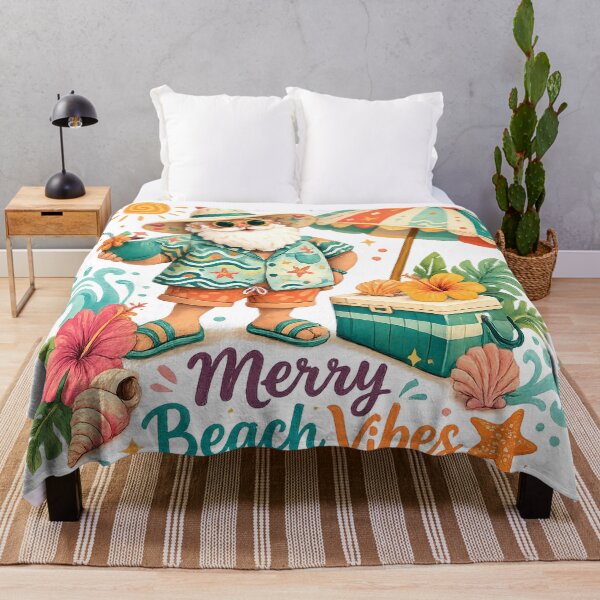 Item preview, Merry Beach Vibes Tropical Santa Claus Christmas Vacation Summer Holiday Art designed and sold by inkoutninja.
