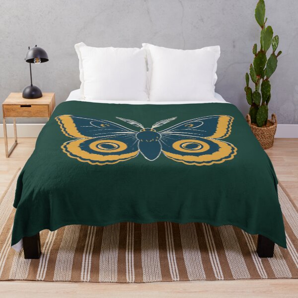 Item preview, Emperor Moth Linocut Art on Deep Forest Green – Moth Block Print Cushion and Wall Art designed and sold by In A Word | One-Word Tees & Gifts.