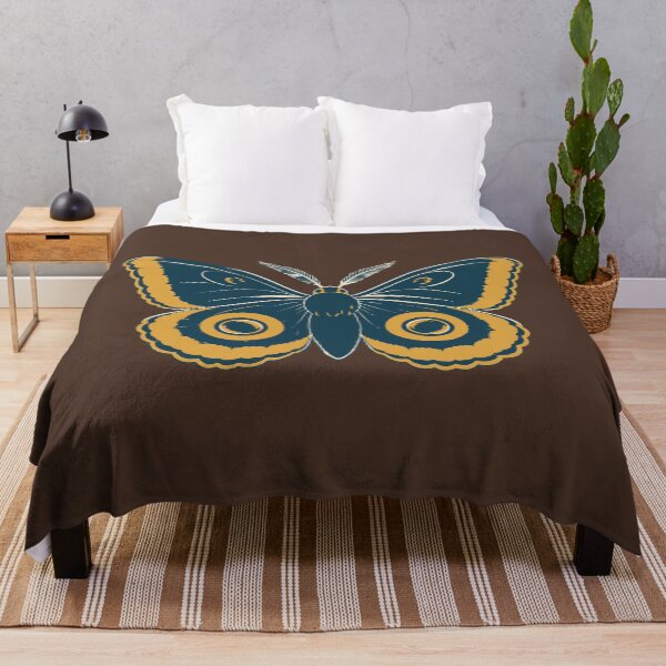 Item preview, Emperor Moth Linocut Art on Chocolate Brown – Moth Block Print Cushion and Wall Art designed and sold by In A Word | One-Word Tees & Gifts.