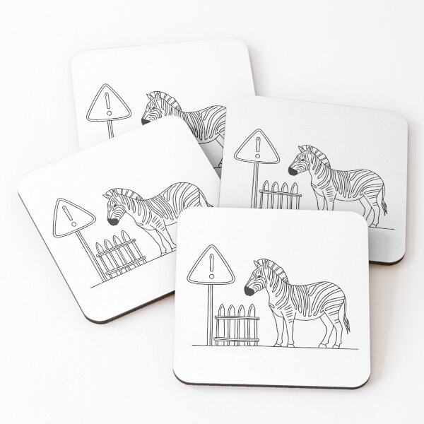 Item preview, A zebra beside a fence covered with warning signs designed and sold by rasagamastore.