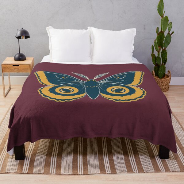 Item preview, Emperor Moth Linocut Art on Burgundy – Moth Block Print Cushion and Wall Art designed and sold by In A Word | One-Word Tees & Gifts.