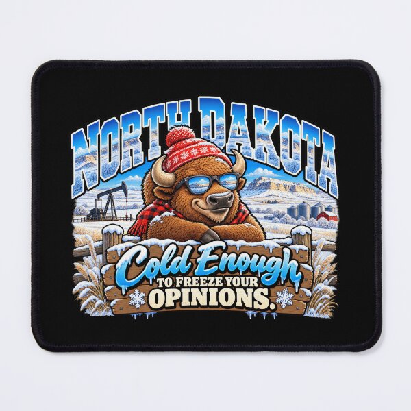 Item preview, North Dakota Funny Buffalo Cold Enough to Freeze Your Opinions Winter Humor designed and sold by TheTrendsDesk.