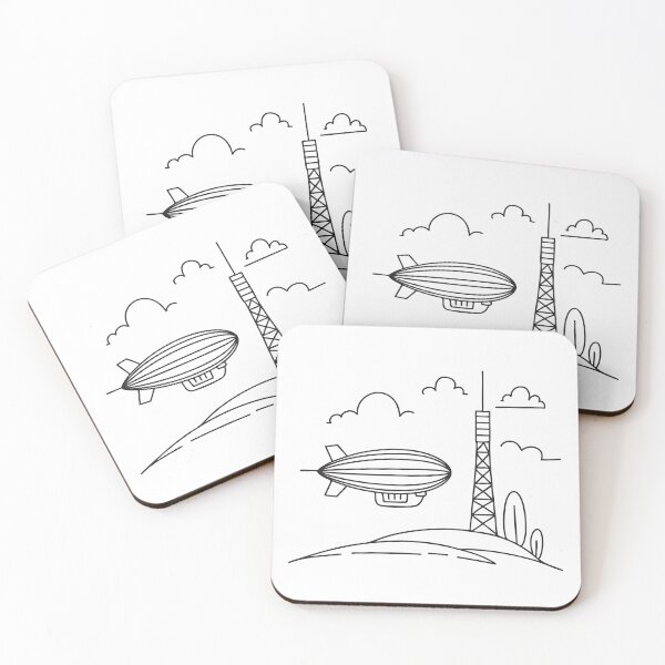 Item preview, A zeppelin close to a radio tower standing on a hill designed and sold by rasagamastore.