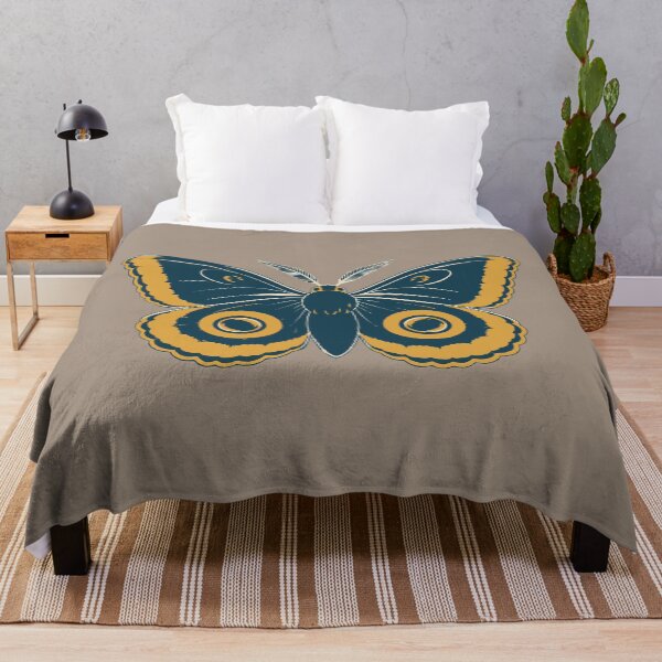 Item preview, Emperor Moth Linocut Art on Mushroom – Moth Block Print Cushion and Wall Art designed and sold by In A Word | One-Word Tees & Gifts.