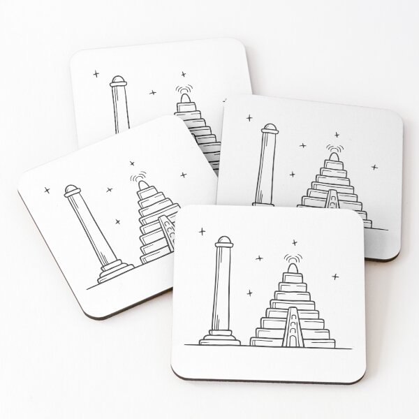 Item preview, A ziggurat next to a pillar casting a long shadow designed and sold by rasagamastore.