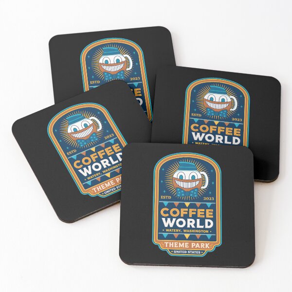 Item preview, Coffeess Worldss Themess Parks Badge designed and sold by LeonaTeeArt.