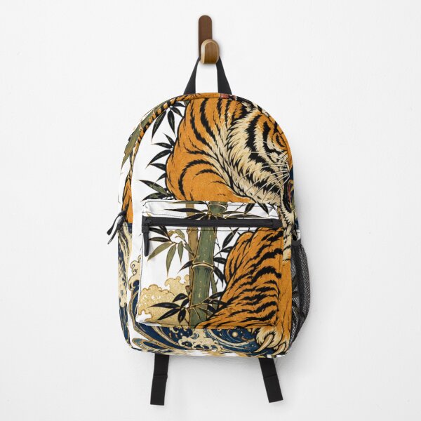 Item preview, Fierce Japanese Tiger Bamboo Ocean Waves Ukiyo-e Tattoo Art designed and sold by vekotpu.