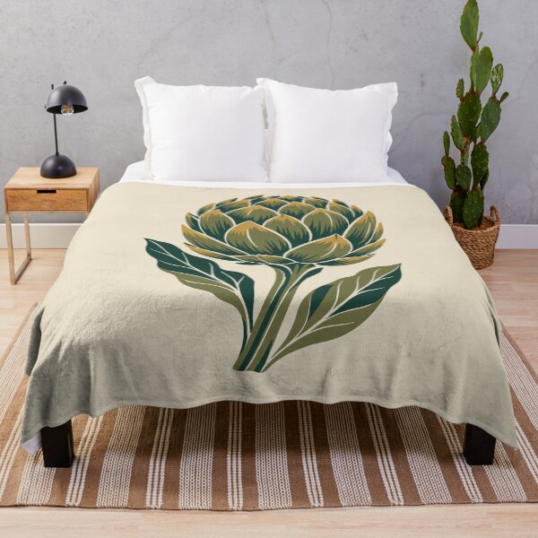 Item preview, Artichoke Linocut Art on Warm Cream – Olive Green Artichoke Block Print Cushion designed and sold by In A Word | One-Word Tees & Gifts.