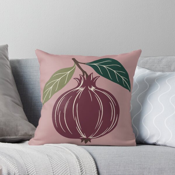 Item preview, Whole Pomegranate Linocut Art on Dusty Pink – Pomegranate Block Print Cushion and Wall Art designed and sold by In A Word | One-Word Tees & Gifts.