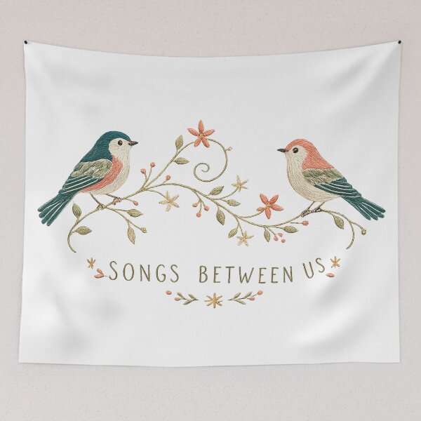 Item preview, Songs Between Us Two Songbirds on Flowering Branch Cottagecore Bird Art designed and sold by inkoutninja.