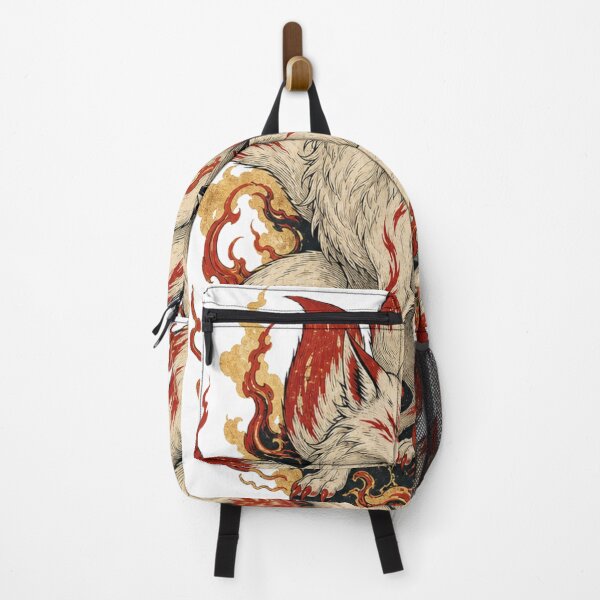 Item preview, Nine Tailed Fox Nine Tailed Kitsune Japanese Folklore Ukiyo-e Fire Spirit designed and sold by vekotpu.