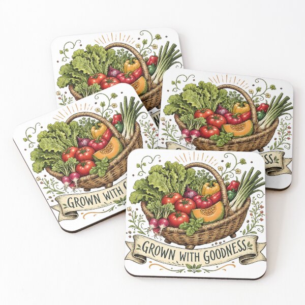 Item preview, Grown With Goodness Vintage Vegetable Harvest Basket Cottagecore Garden Art designed and sold by inkoutninja.