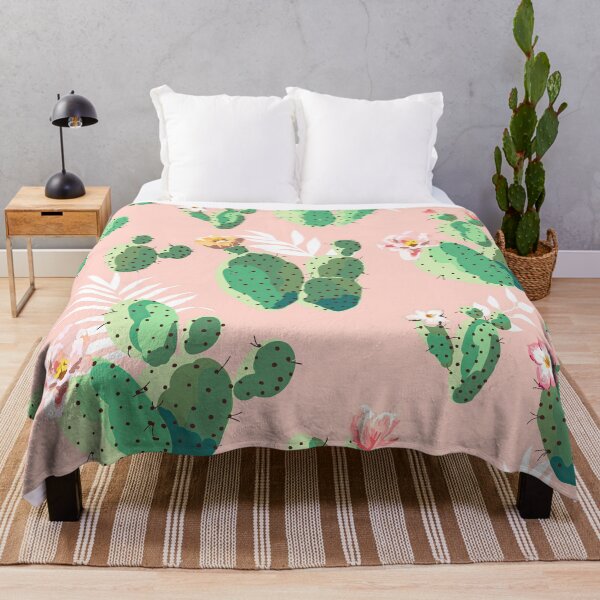 Item preview, Blooming Cactus Pattern on Pink Background designed and sold by OriginalBeerCat.