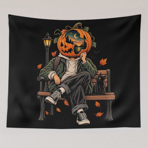 Item preview, The Soul Behind the Pumpkin – Surreal Pumpkin Head Halloween Art designed and sold by danalupar.