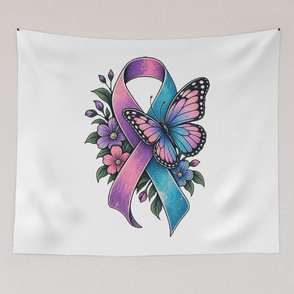 Item preview, Butterfly Awareness Ribbon Floral  designed and sold by HeleneKarlsen.
