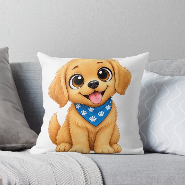 Item preview, Cute Golden Puppy Cartoon – Adorable Dog with Blue Bandana designed and sold by Vayro cartoons.