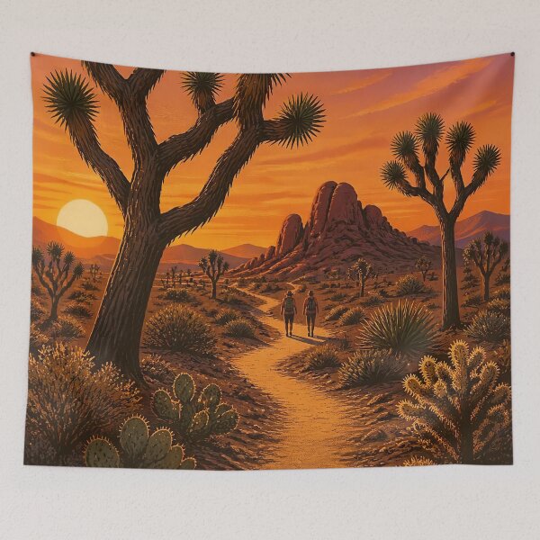 Item preview, Vintage Joshua Tree National Park Desert Sunset Hike Art designed and sold by FestivityFinds.
