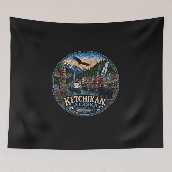 Item preview, Ketchikan Alaska Salmon Fishing Totem Poles designed and sold by FrankIsabel.